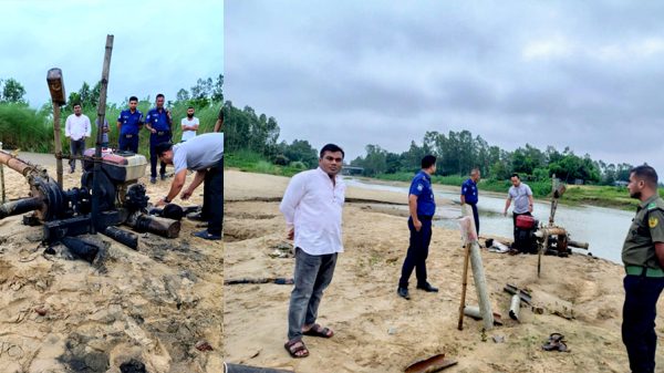 ঝিনাইগাতীতে অবৈধ বালু উত্তোলনে ভ্রাম্যমাণ আদালতের অভিযান, একজনকে ১০ দিনের কারাদণ্ড