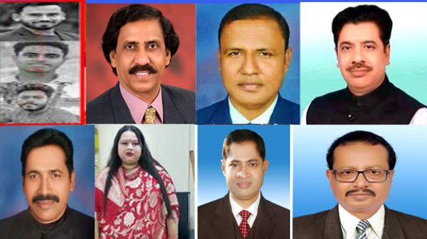 শেরপুর আদালতে চার্জশিট দাখিলের পর সংবাদ সংগ্রহে ব্যস্ত সাংবাদিকরা, জুলাই গণ-অভ্যুত্থানে নিহত ছাত্রদের ছবি হাতে আন্দোলনকারীরা।