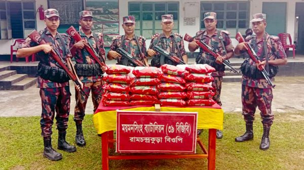 নালিতাবাড়ীতে বিজিবির অভিযানে উদ্ধার হওয়া ৭৫ কেজি ভারতীয় এলাচ