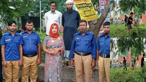 “নান্দাইল চৌরাস্তার ঐতিহাসিক গোলচত্বর সৌন্দর্যবর্ধন কাজ চলছে”