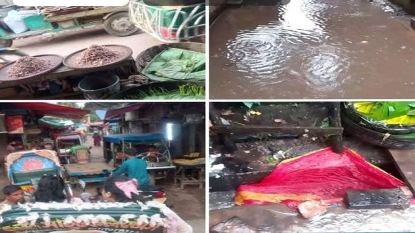 বরিশালের বাকেরগঞ্জের ঐতিহ্যবাহী কলসকাঠী বাজারের বেহাল চিত্র, উন্নয়নের অভাবে দুর্ভোগে ভোগা ক্রেতা-বিক্রেতারা।