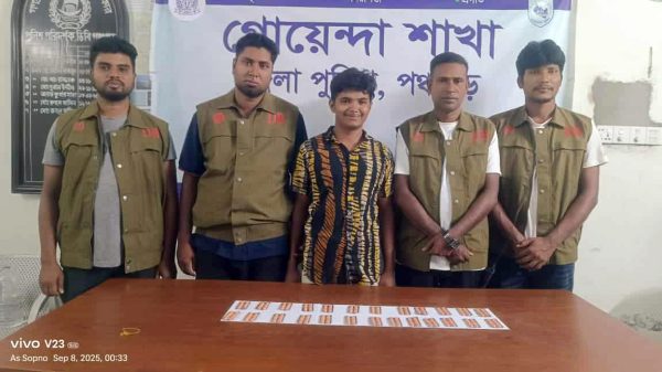 ডিবি পুলিশের হাতে গ্রেফতারকৃত পঞ্চগড়ের মাদক ব্যবসায়ী ও উদ্ধারকৃত ট্যাপেন্টাডল ট্যাবলেট