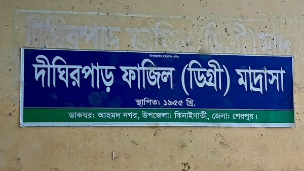 ঝিনাইগাতীতে সংবাদ সম্মেলনে বক্তব্য দিচ্ছেন দিঘীরপাড় ফাযিল মাদরাসার ভারপ্রাপ্ত অধ্যক্ষ মো. ওবায়েদুল ইসলাম।