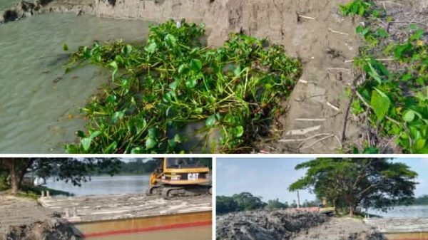 বাকেরগঞ্জের কলসকাঠীতে প্রশাসনের অভিযানে পরিত্যক্ত পল্টন ও খালি নদীতীর