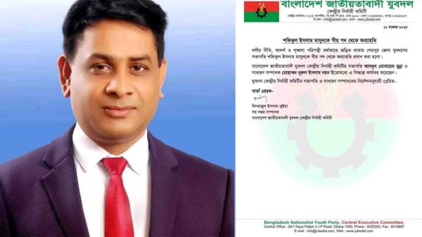 শেরপুর জেলা যুবদলের সভাপতি শফিকুল ইসলাম মাসুদকে পদ থেকে অব্যাহতি প্রদান